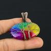 Double Tree Of Life Rainbow Solar Quartz Gemstone Copper Wire Wrap Handmade Pendant Indian Jewelry