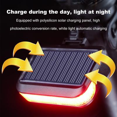 Solar Bicycle Tail Light Adjustable Rechargeable MTB Road Mountain Bike Lamp Waterproof 30LM Night Riding Bike Warning Rear Lamp