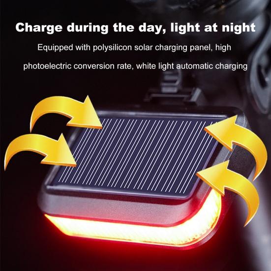 Solar Bicycle Tail Light Adjustable Rechargeable MTB Road Mountain Bike Lamp Waterproof 30LM Night Riding Bike Warning Rear Lamp