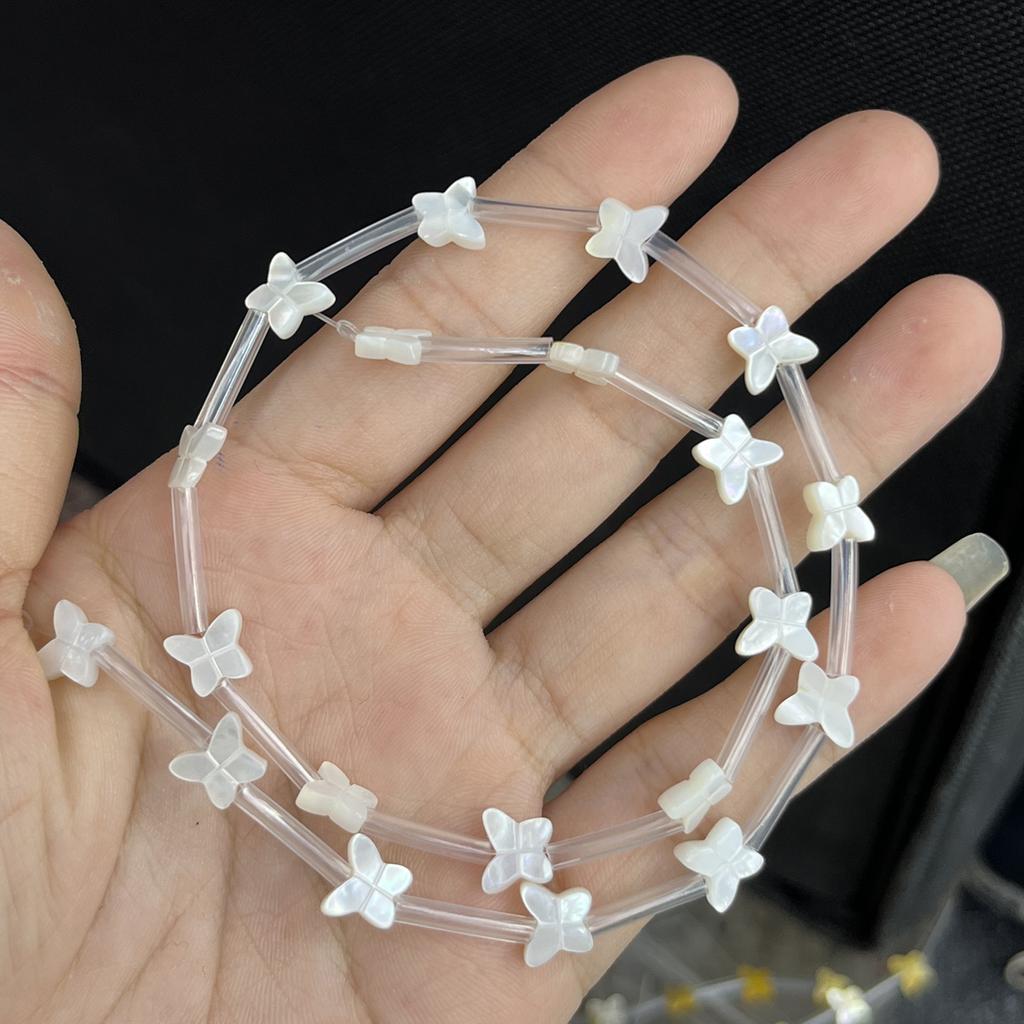 Charming Natural Shell Butterfly Beads 7×8mm, 20pcs per Strand, Sweet Fairy Vibe Loose Beads for DIY Necklace Bracelet Earring Jewelry Making Supplies