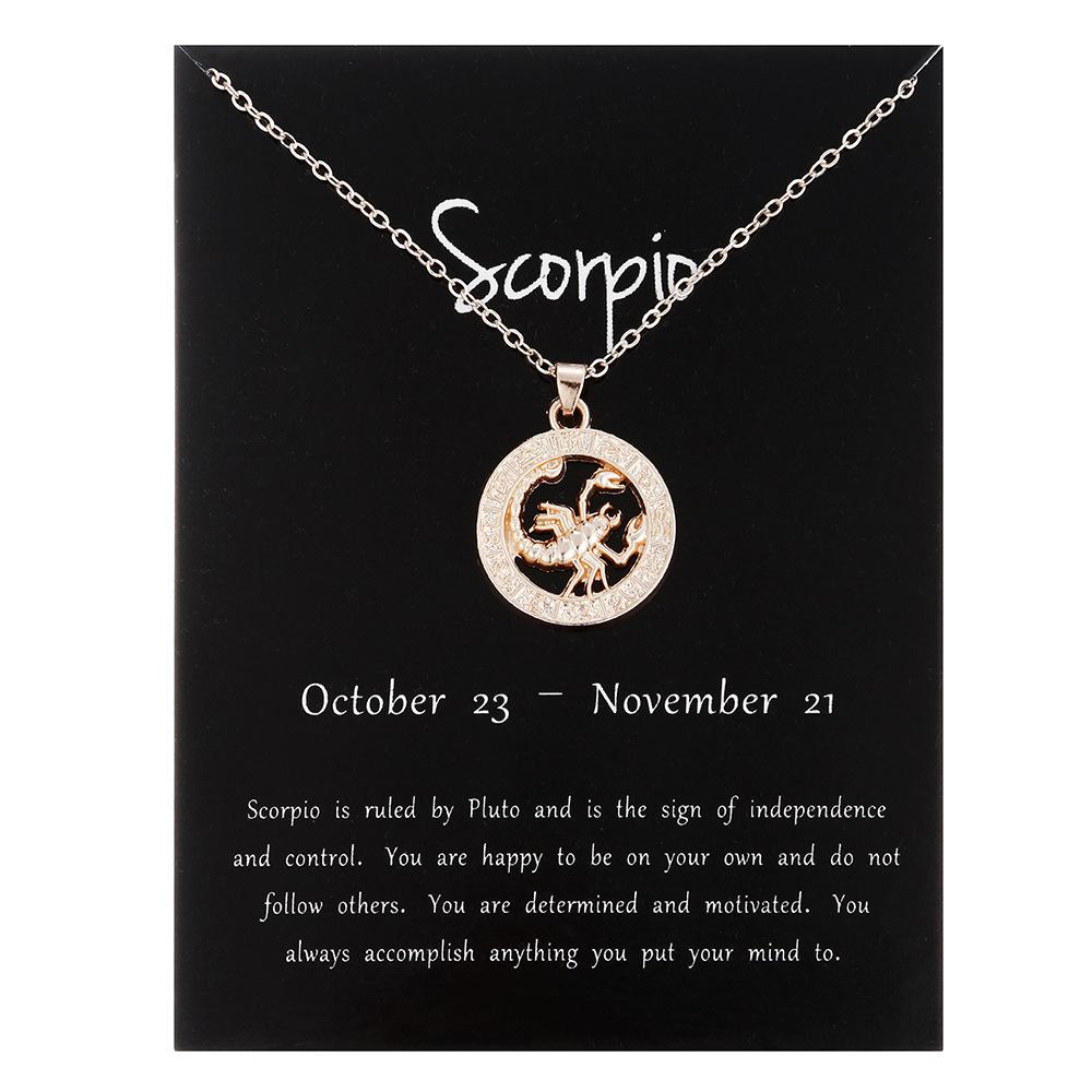 24 Tipuri de Bijuterii Aur Roz Zodiacul Cele Douăsprezece Pandantiv Colier Circular Tridimensional