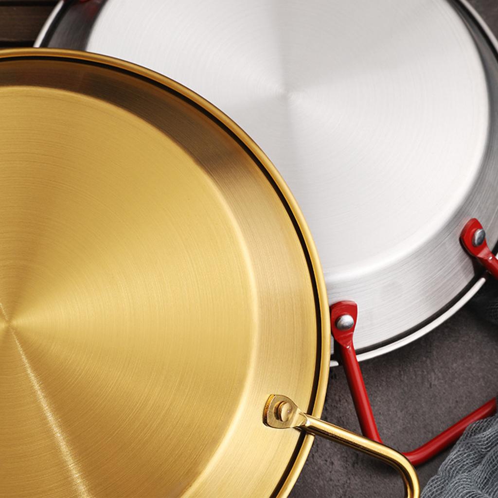 Paella Pan Stainless Steel Dual Handle Versatile Seafood Lobster Plate Paella Cookware for Home Restaurant