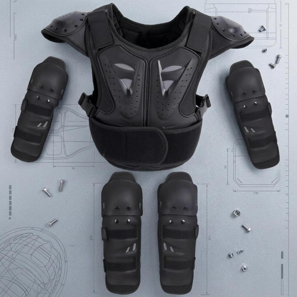 Kids Vest with Shoulder Pads Padded Motorcycle ImpactAbsorbing Breathable Riding Protector for