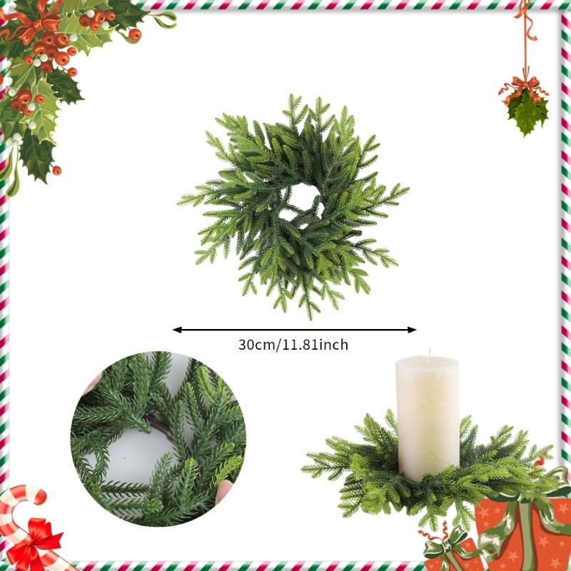 Norfolk Pine Garland Artificial Snow Pine Garland for Christmas Home Table Centerpieces Christmas Candle Rings Wreath