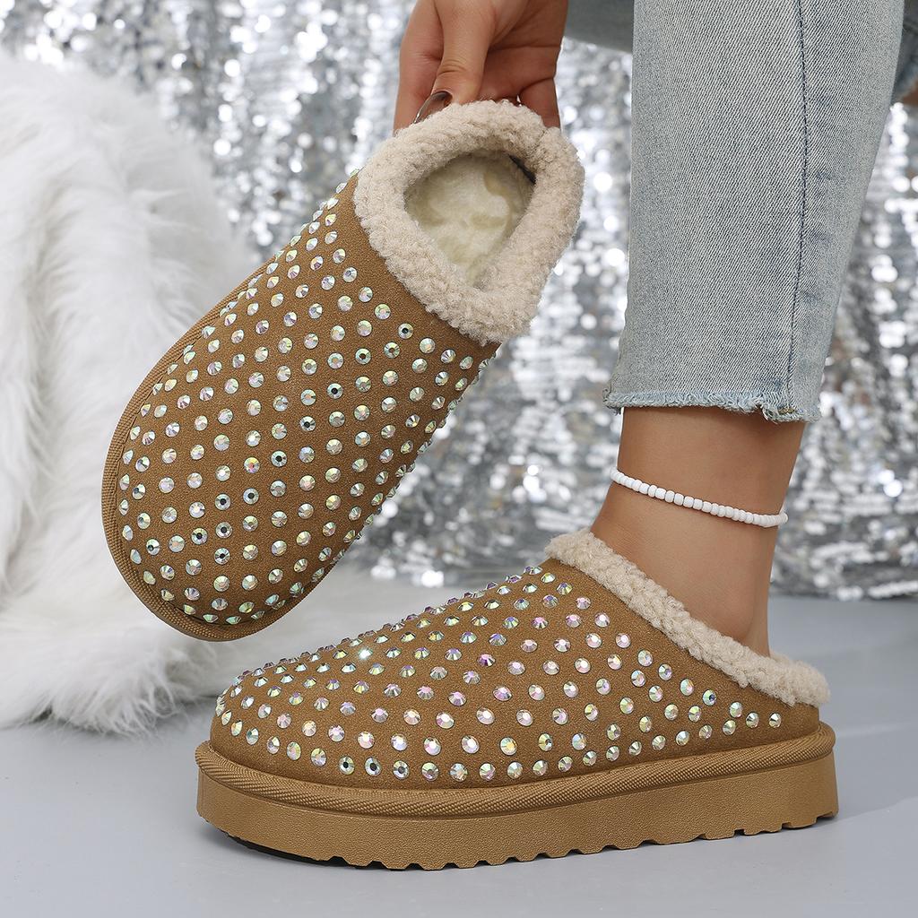 Retro Baotou Cotton Slippers Women's Home Confinement Shoes Silent Warm Platform Slip Cotton Mopping
