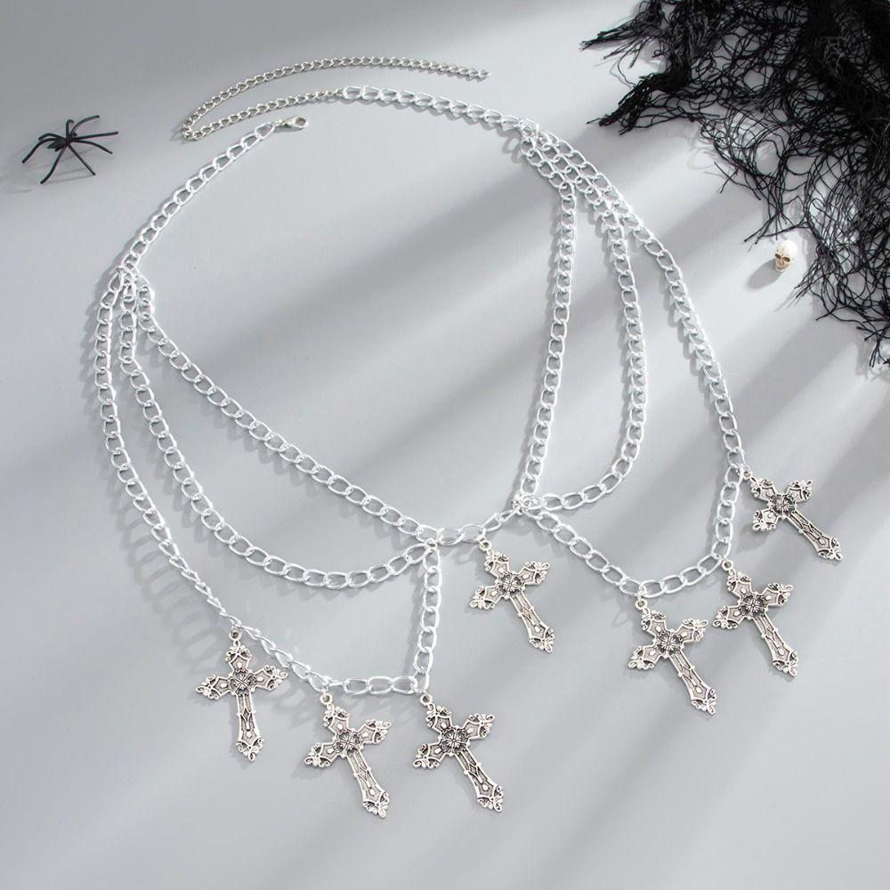 Vintage Hollowing Cross Waist Chain Y2K Multi-layer Body Chain Punk Waist Chain  Street Fashion