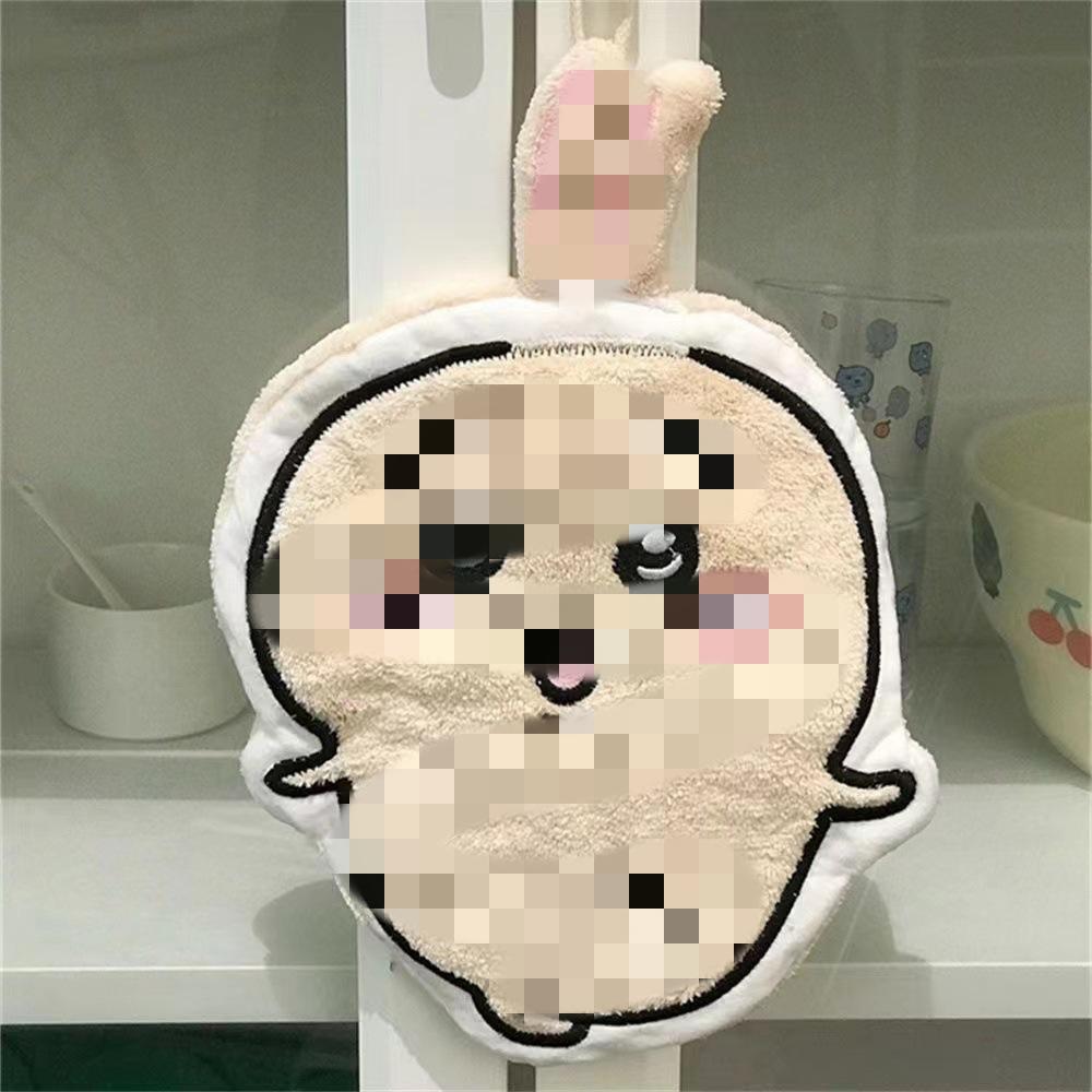 

Cartoon coral fleece Usaki hanging hand towel, strong water absorption without hair loss, household children s hand towel square towel