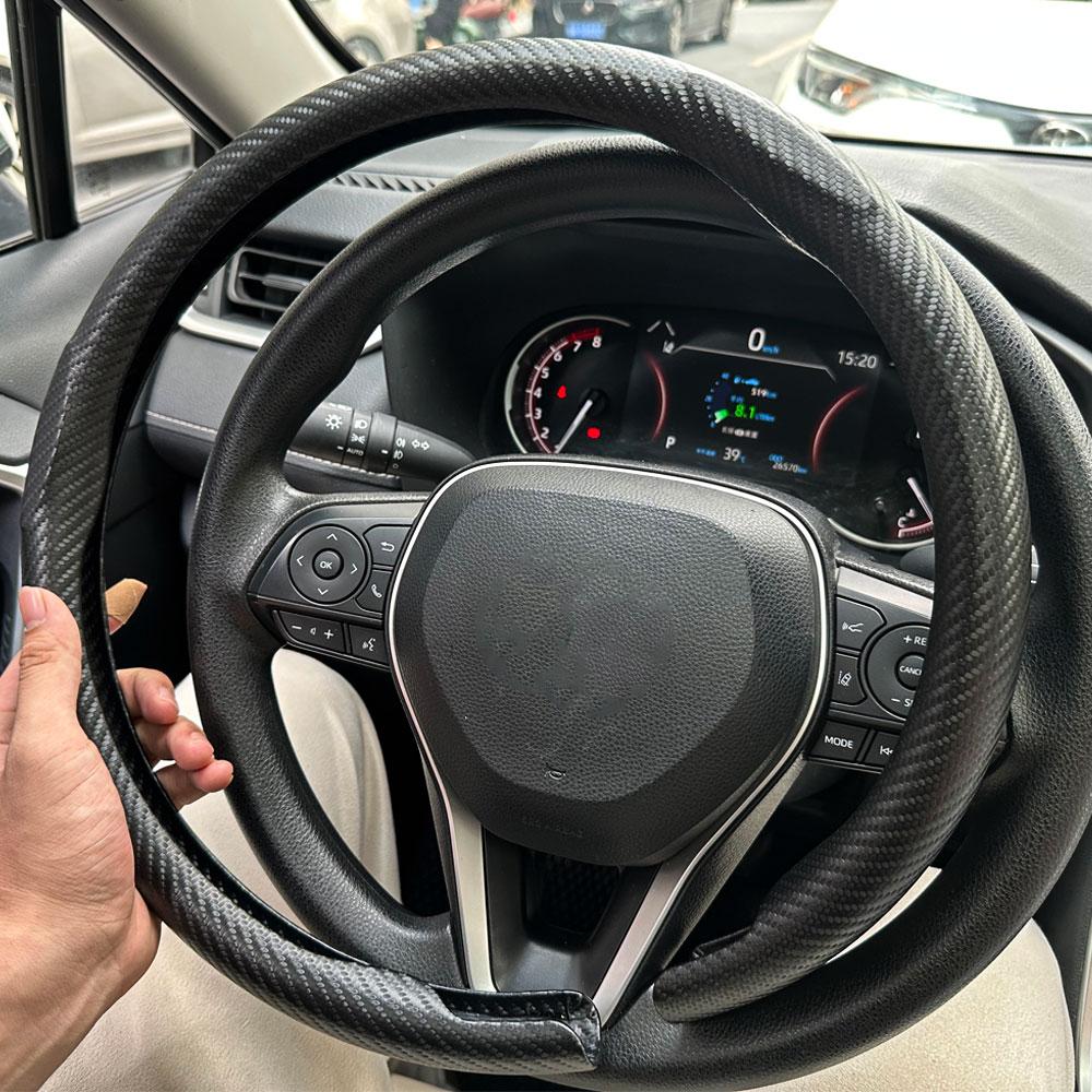Allgemeine Auto Lenkradabdeckung Kohlefaser Sport rutschfest Kartenhalter Abdeckung Typ D, D-förmig, Rundes Lenkrad Zubehör
