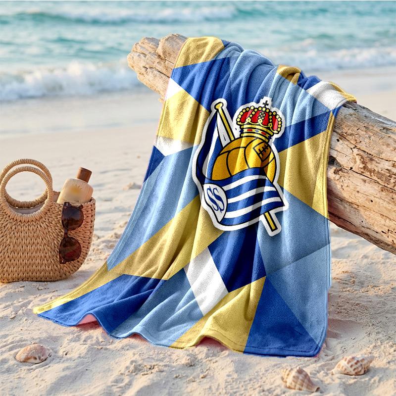 Asciugamano da Spiaggia in Microfibra con Stampa FC Real Sociedad Asciugatura Rapida Assorbente Grande Asciugamano per Spiaggia Nuoto Viaggio