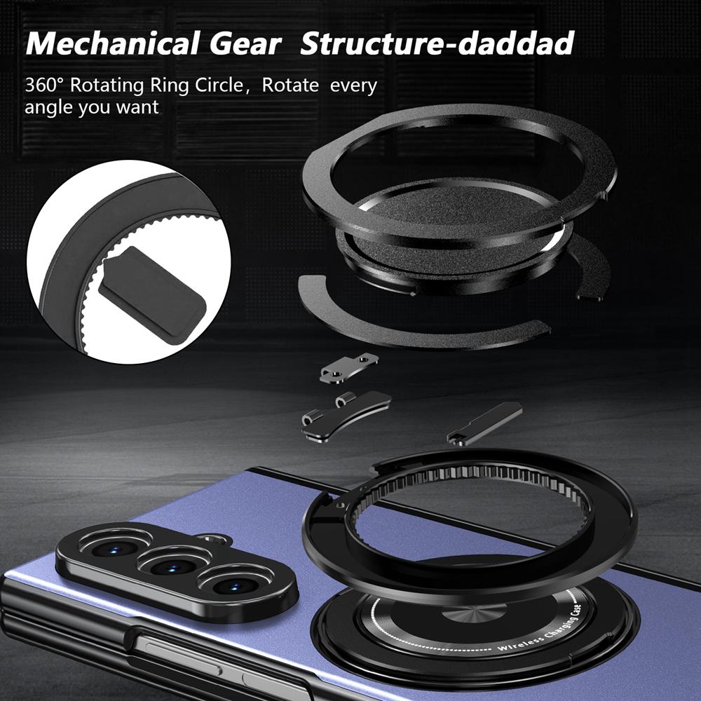 KEYSION 360°Rotating Magnetic Ring Stand Case for MagSafe for Samsung Galaxy Z Fold 7 5G Hinge Phone Cover with Screen Protector