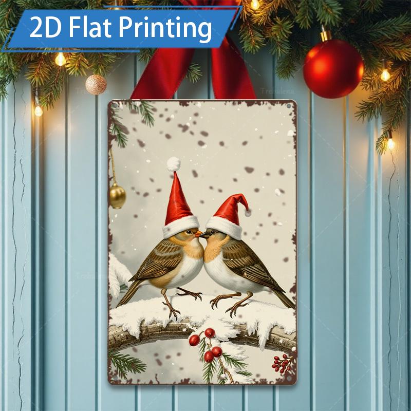 D FLAT Pc Metal Sign Vintage Santa Claus Metal Wall Art Christmas Decor