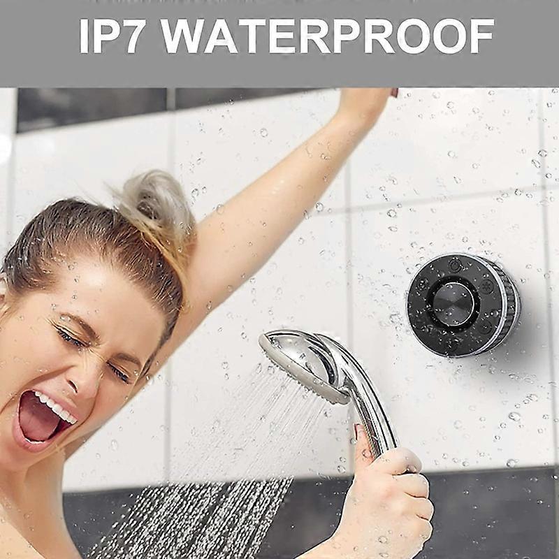 Mini Bluetooth Speaker IPX7 Waterproof Bathroom Music Speaker Suction Cup Handsfree Shower Music Palyer Bass Sound Box FM Radio Audio Components Less