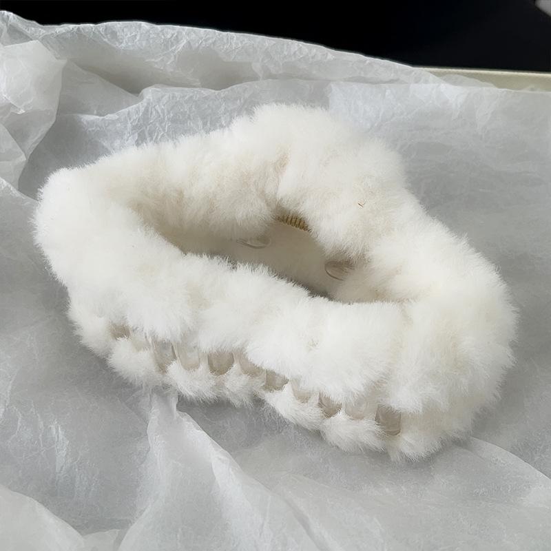 Autumn And Winter Plush Grab Clip Maillard Rectangular Shark Clip Back Of Head Love Fluff Clip Cloud Disc Hair Accessories Women
