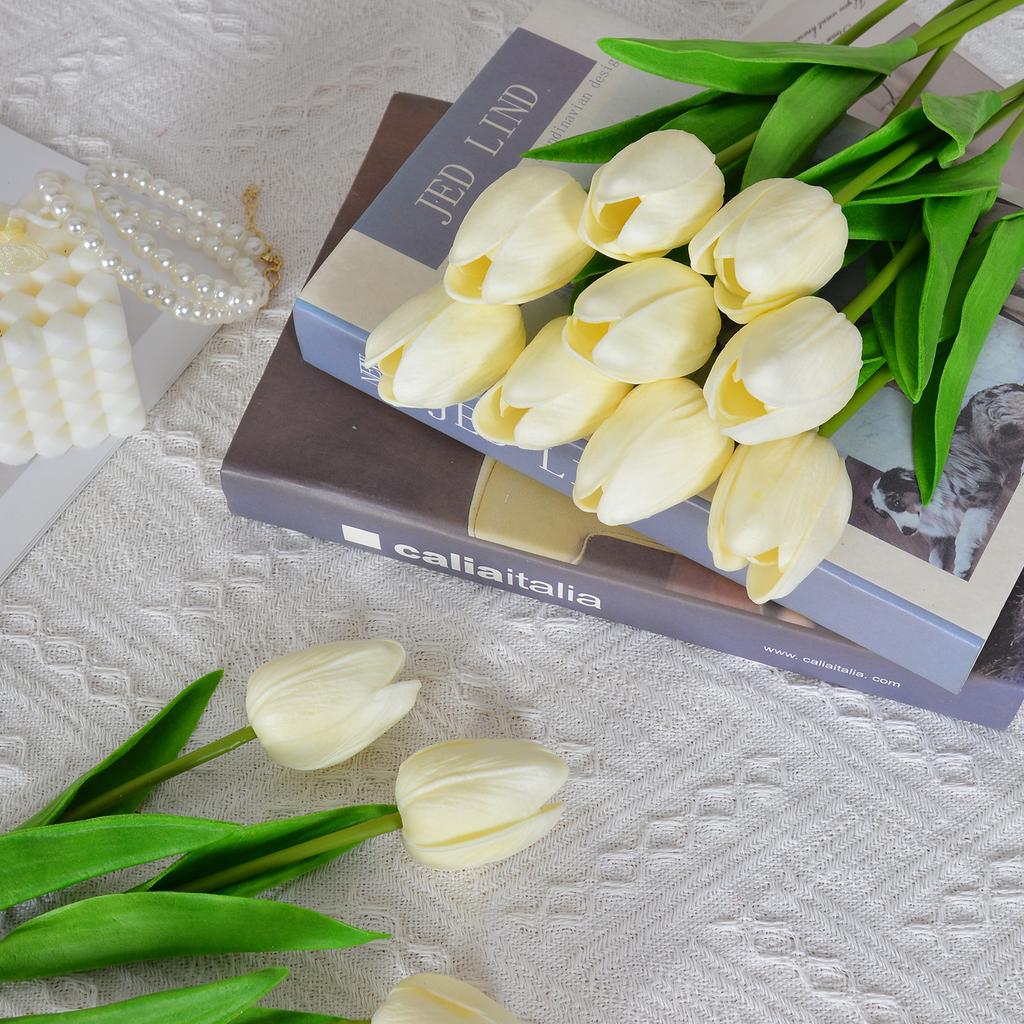 30 Stück Künstliche Tulpen 34cm Real Touch PU Kunstblumen Tulpenstiele für Hochzeit Frühlingsstrauß Blumengesteck Zuhause Büro Party Dekoration