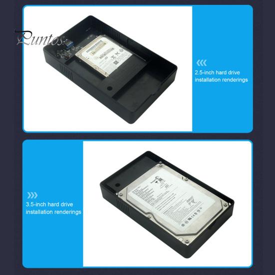 Hard Drive Box 1 Set 2.5/3.5 Inch HDD Enclosure Driver-free Smart Sleep Data Storage Case ABS Disk SATA to USB 3.0 Adapter for Home Mobile Solid State