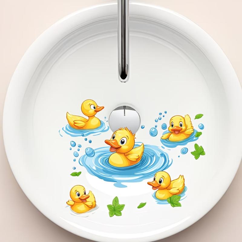 Yellow Duck PVC Wall Sticker Bathroom Waterproof Cute Removable Decal for Toilet Sink Childrens Wall Art