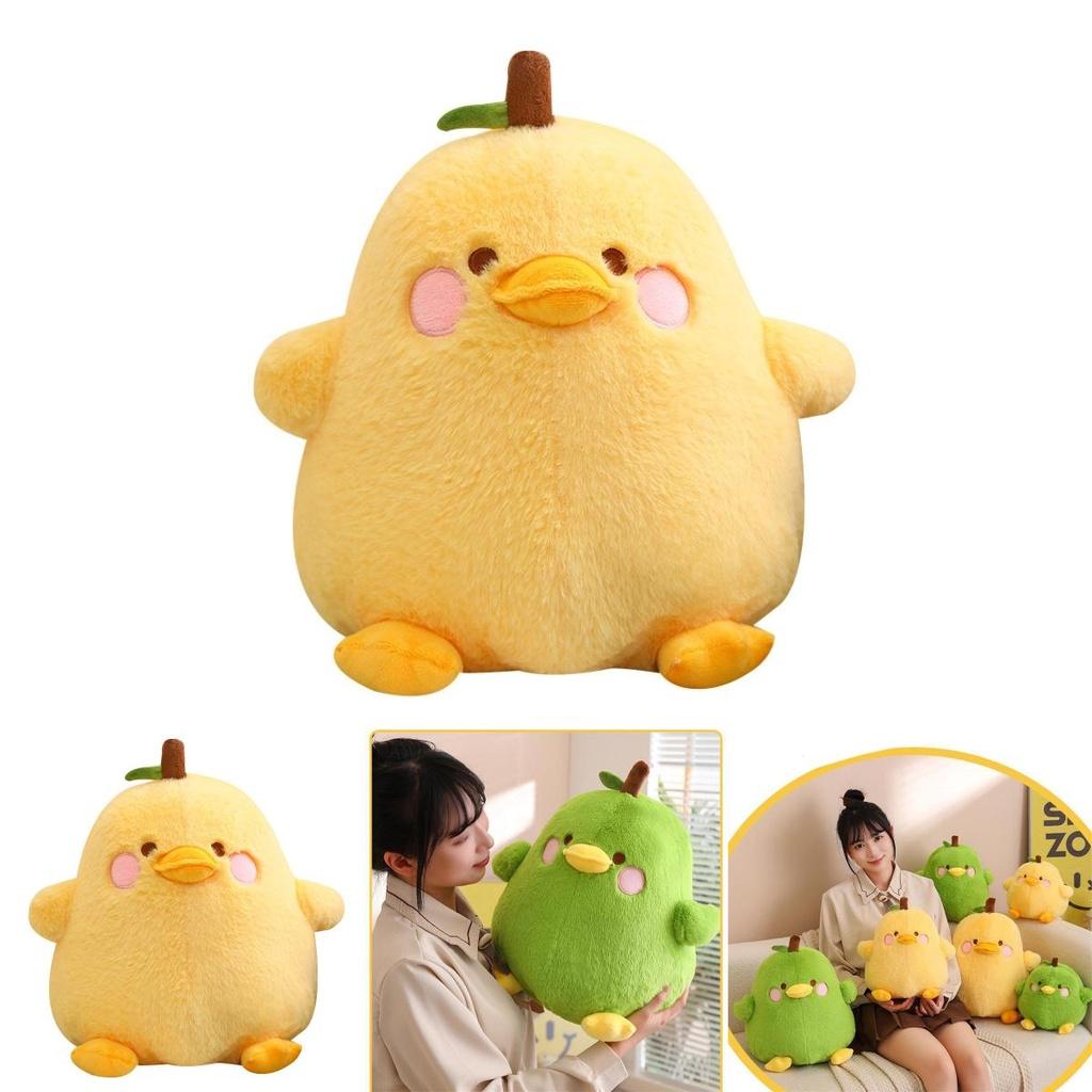 Funny Duck-shaped Plush Toy Pillow For Stress Relief Yellow And Green Pear Duck Design 20cm/30cm/40cm