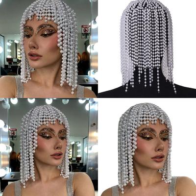 Elegante Copricapo Perle Frange Diadema Alla Moda Catena per la Testa Cappelli Copricapo Gioielli per Banchetti alla Moda