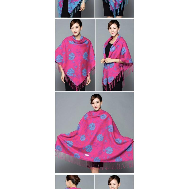 Women S Vintage Ethnic Floral Faux Cashmere Scarf Warm Large Shawl