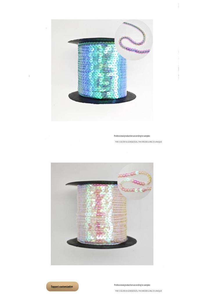 Eco-friendly 5mm Flat Lace PET Sequin Woven Ribbon for Shoe and Hat Accessories