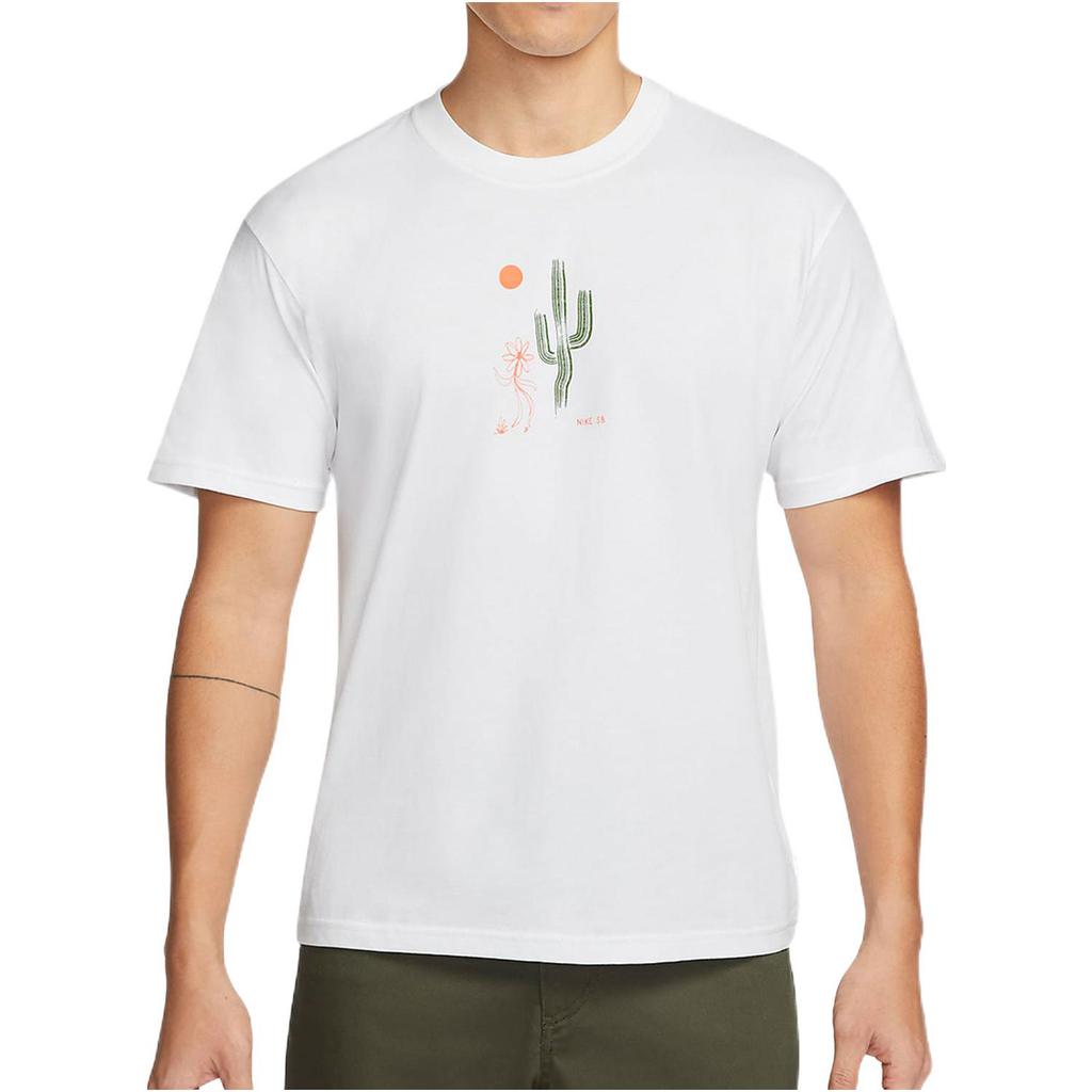 Nike T Shirts Men's White Crew Neck Moderate Straight Fit DQ1861-100