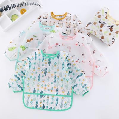 Baby Bibs Waterproof Long Sleeve Apron Cartoon Printing Baby Smock Bib For Eating Painting
