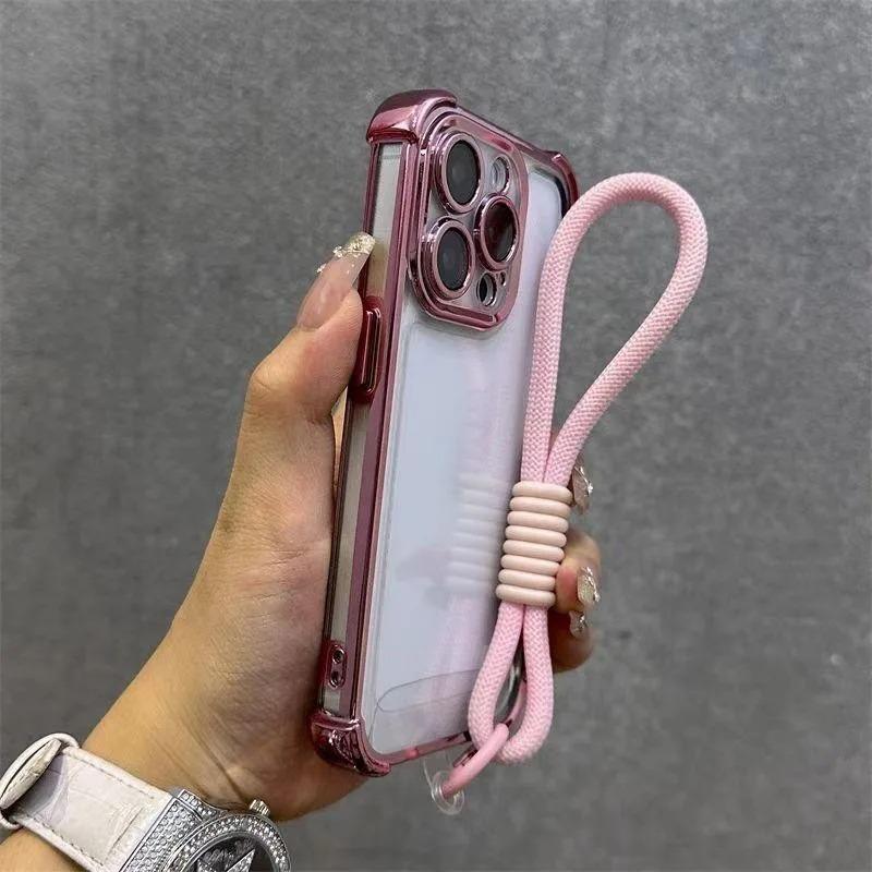 

Для Redmi Note 14S 14 13 12 11 Pro Plus 10 Pro Max 11S 10 4G 5G Чехол с гальваническим покрытием рамки со шнурком, противоударная мягкая задняя крышка RedmiNote10ProMax