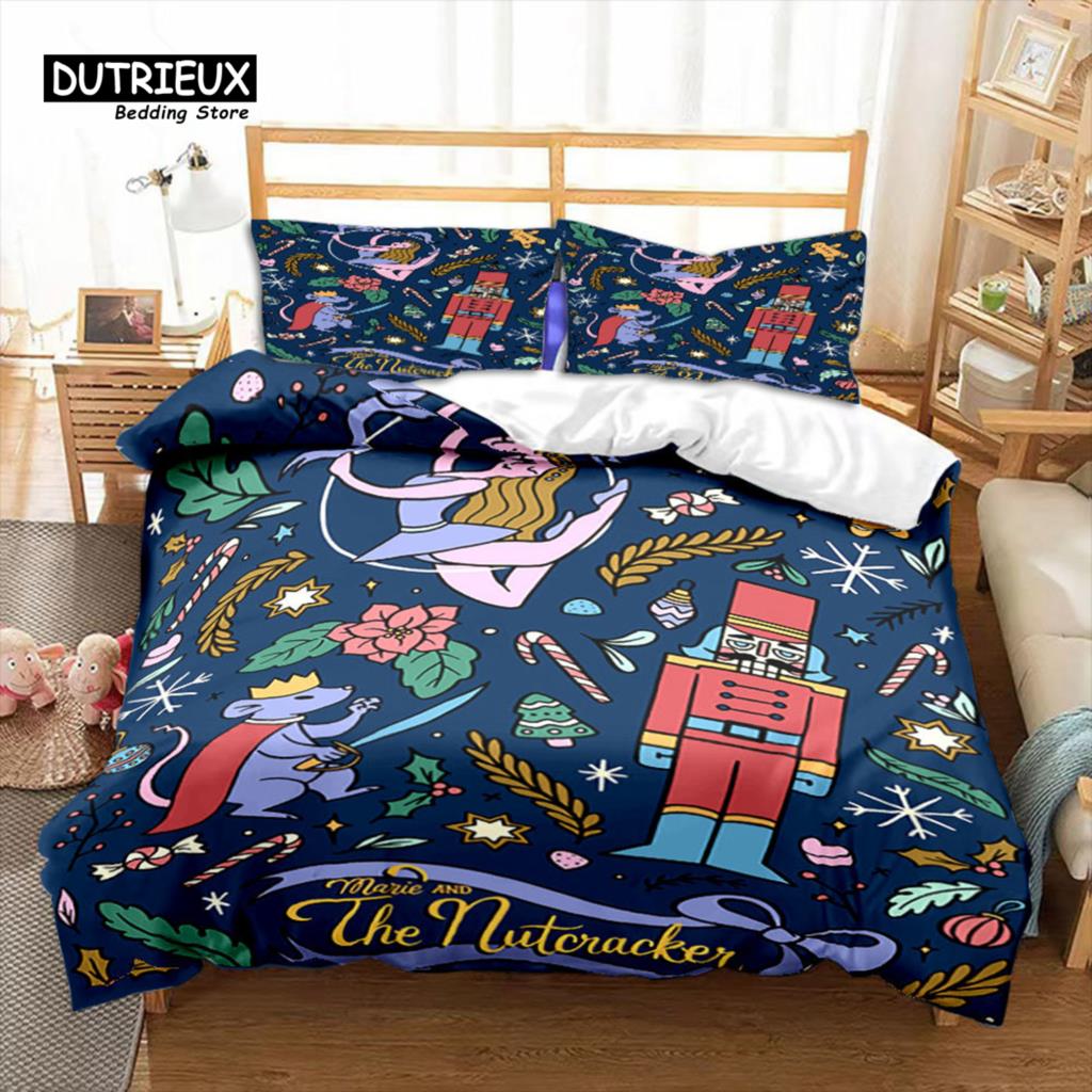 

Набор пододеяльников «Щелкунчик» Рождественский постельный набор Мультяшный королевский гвардеец Пододеяльник Новогодний фестиваль Покрывало Кинг-сайз EU single(135x200cm)