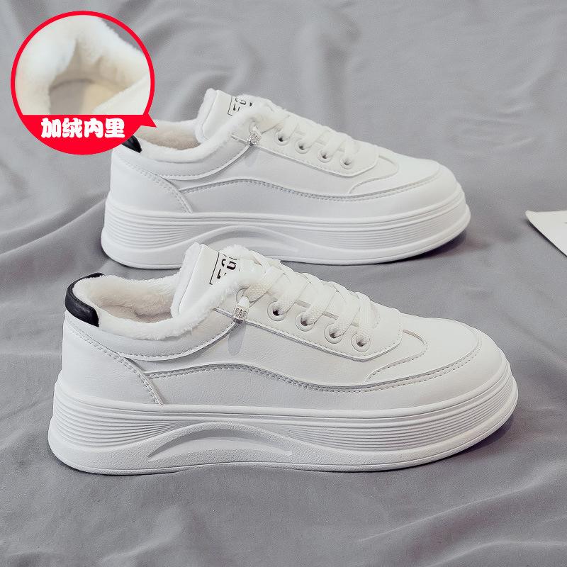 

velvet cotton shoes autumn and winter new trendy little white shoes women s sports and leisure board shoes students 35
