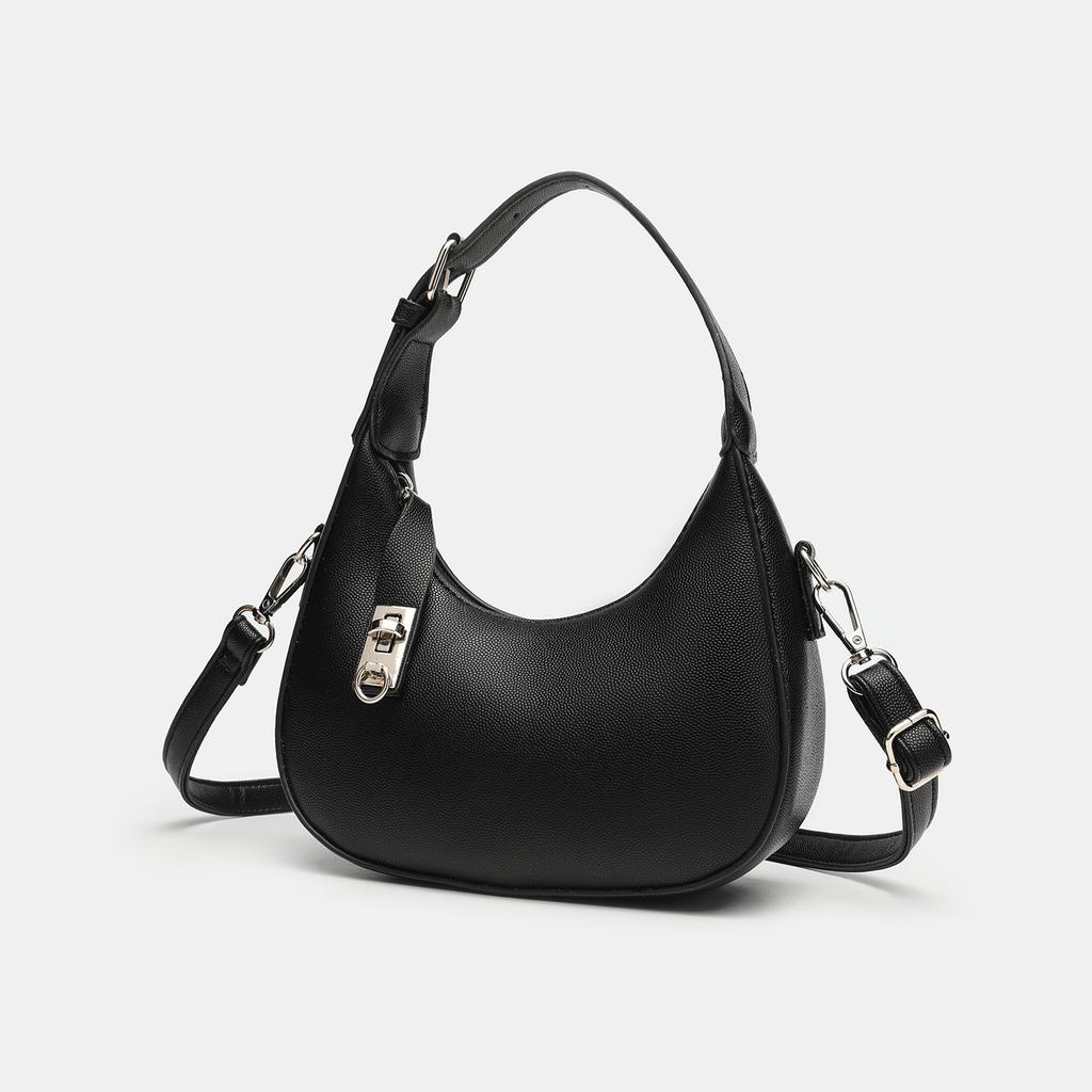Premium Black Handbag Women'S Versatile Spice Girl Style One Shoulder Underarm Bag Moon Tooth Bag Messenger Bag Women