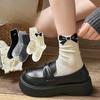 Female Spring and Autumn New Sweet Bow Lace Polka Dots In The Tube Pile Socks