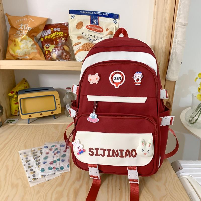 Schoolbag new third to sixth grade Korean version ins campus student contrasting color backpack small fresh large capacity travel backpack