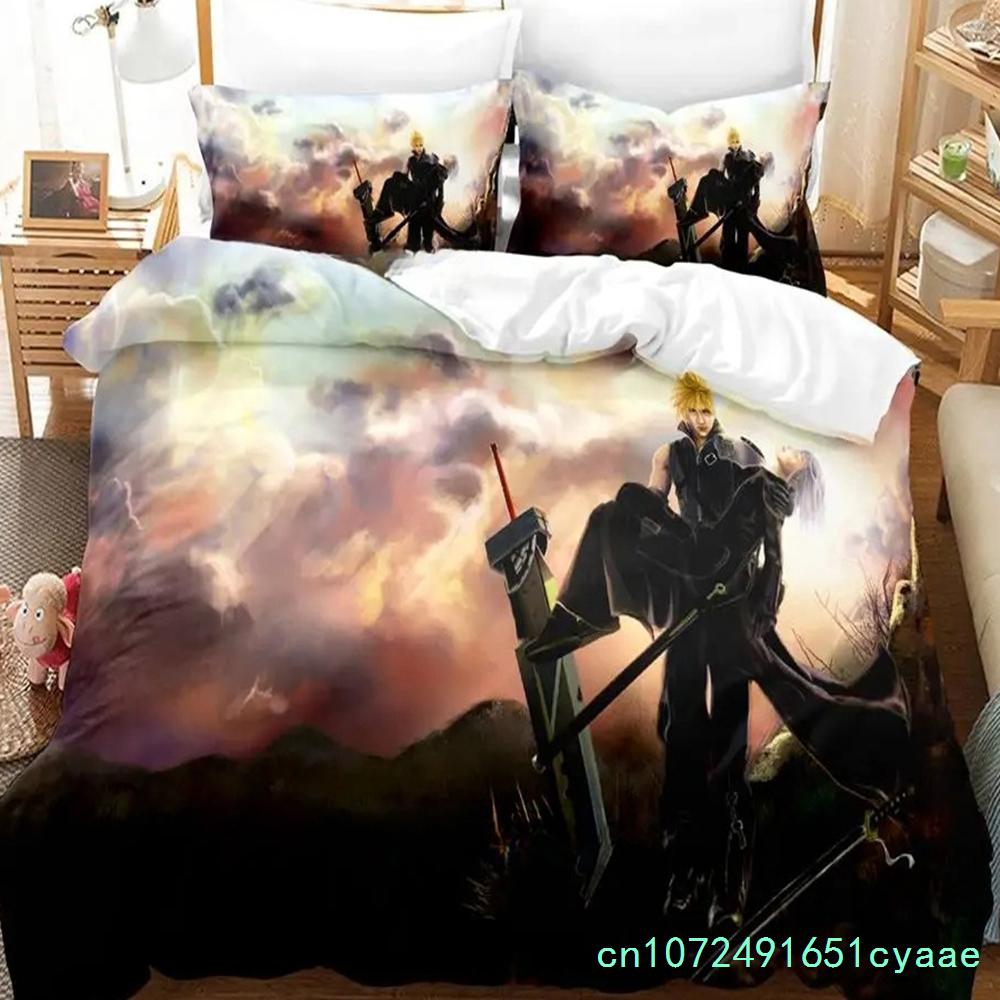 New Game Crisis Core Final Fantasy VII Bedding Set Cartoon Anime three-piece Set Adult Boys Bedroom Duvetcover Sets Couette