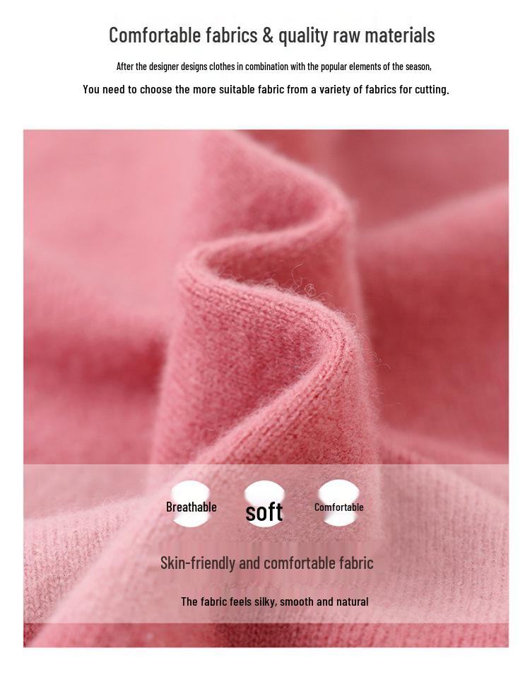 Autumn/Winter 100% Pure Wool Sweater for Mature Women - Knitted Base Layer with Stylish Embroidered Half-High Neck