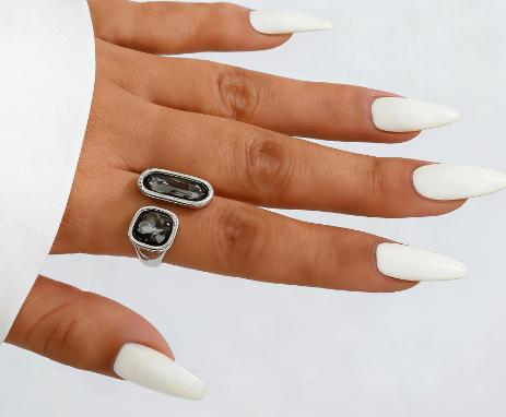 Fashion Acrylic Crystal Ring Set Geometric Metal Square Rings
