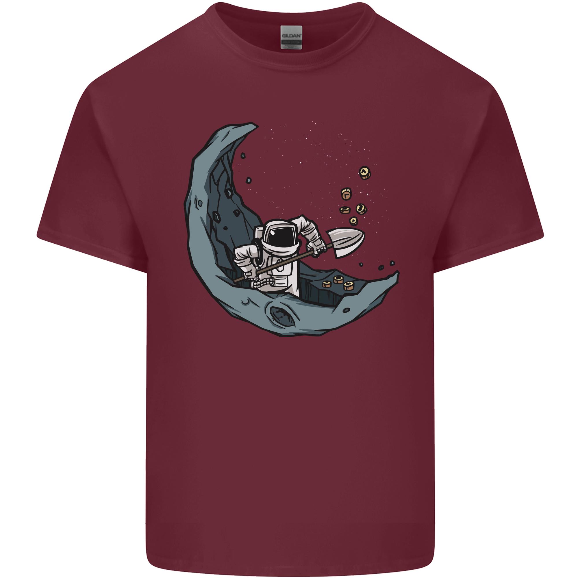 Cryptocurrency Mining the Moon Unisexs Light Cotton TShirt S