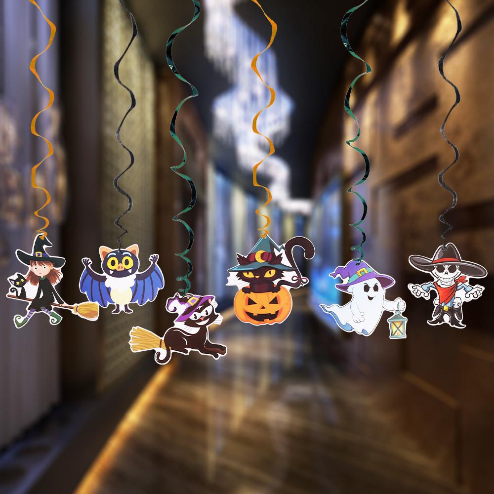 Vibrant Cartoon Halloween Skeleton Spiral Decor Set For Halloween Party Decorations