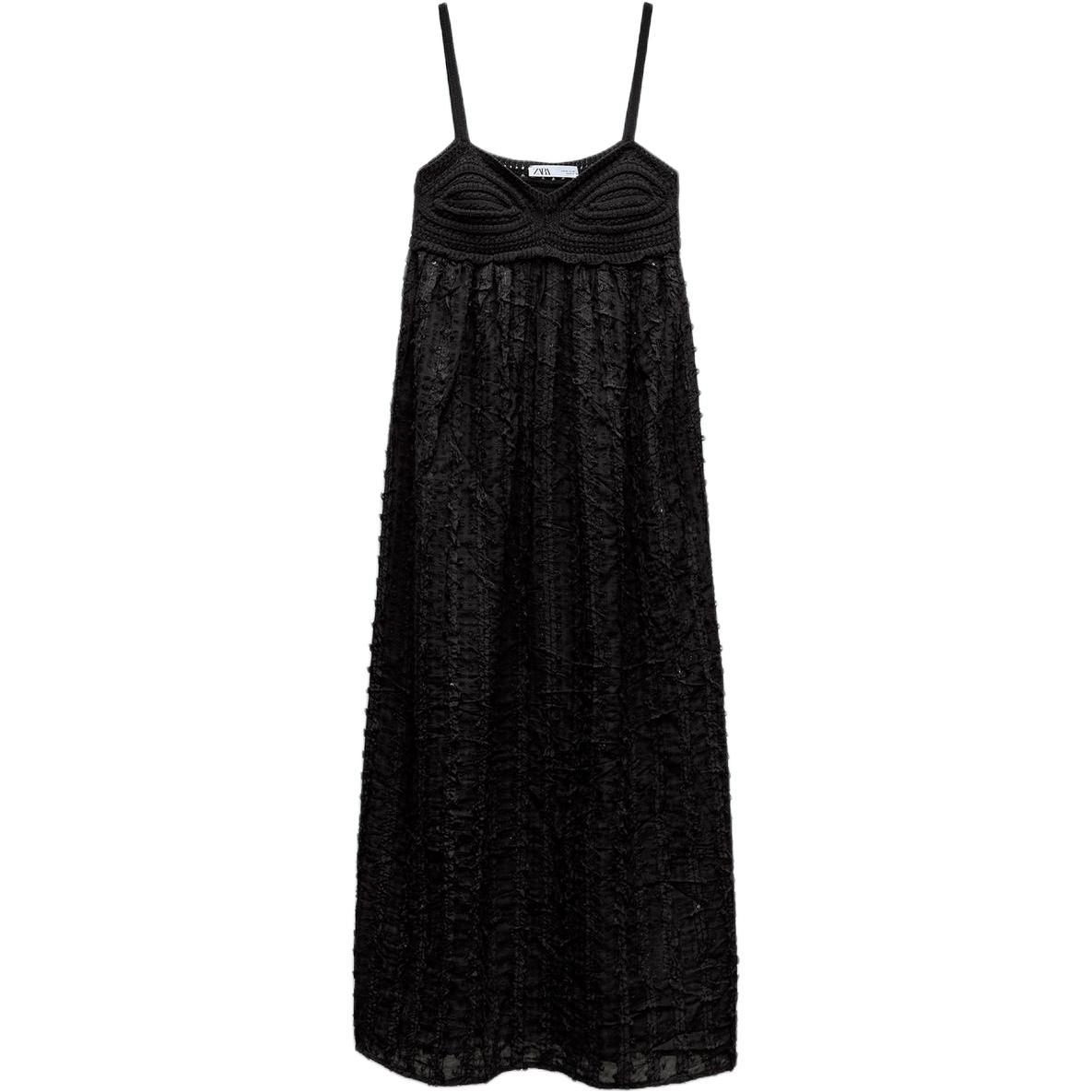

Zara Solid Color Comfortable Midi Slip Dress Women dresses Black 3991044-800 L