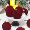 Ensemble d'ornements pour sapin de Noël floqués rouge vin