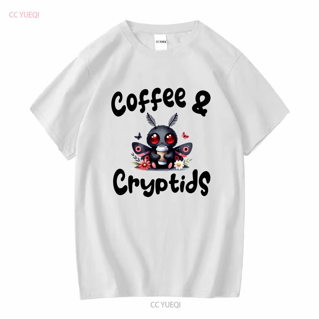 Coffee Cryptids T Shirt Lover Cryptid Mothman Creepy Kawaii Cute Bella Canvas 3001 Long or Short Sleeves Vintage Washed Fashion