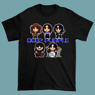 Deep Purple Band Caricature Men T-shirt Black Cotton Tee All Sizes S-4XL Unisex T-Shirt