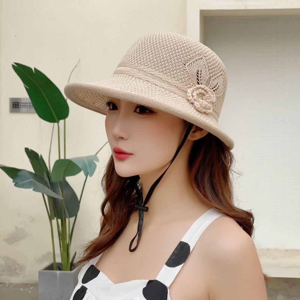 Sun Protection Sun Hat Breathable Weave Bucket Hat Handmade Knit Fisherman Cap  Outdoor