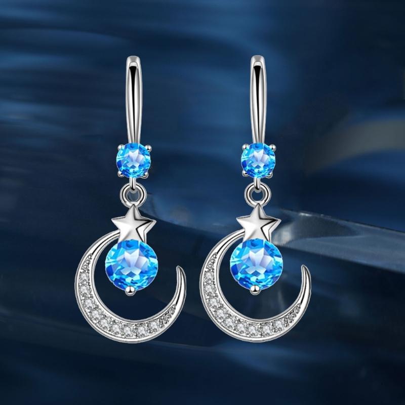 Drop Earrings Moon and Star Charm Earrings Girl Accessories Fashion Females Ear Jewelry Suitable for Party Daily Wear