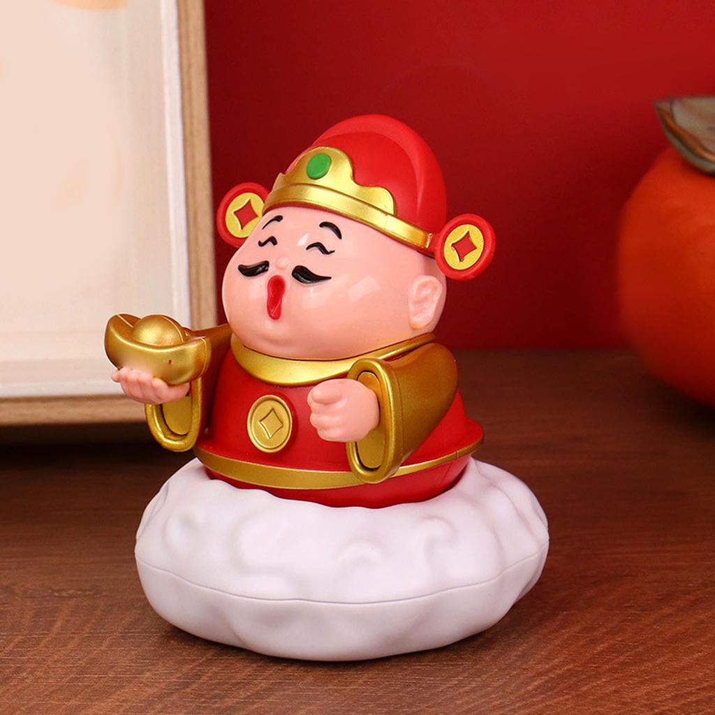 Caishen Statue Solar Powered Auto Shaking Tsai Shen Yeh Figurine Wealth Fortune Statue for Home Store   Car