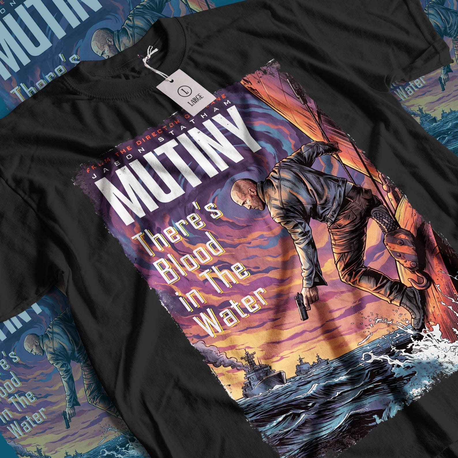 Jason Statham Mutiny Movie T-Shirt: Vintage series Unisex Graphic Tee 4XL