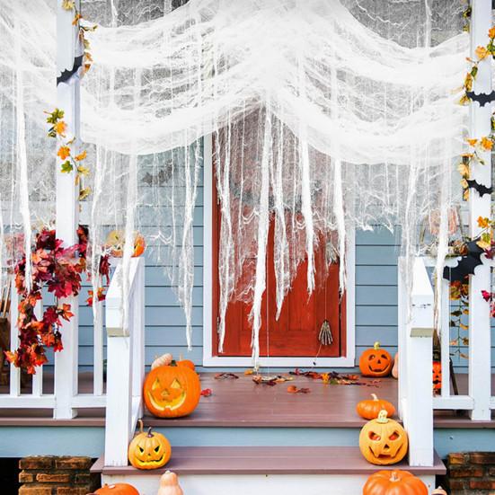 Yousheng Halloween Gauze Cloth Creepy Blood/Black/White Fabric Gauze for Haunted House Outdoor Indoor Yard Halloween Decoration