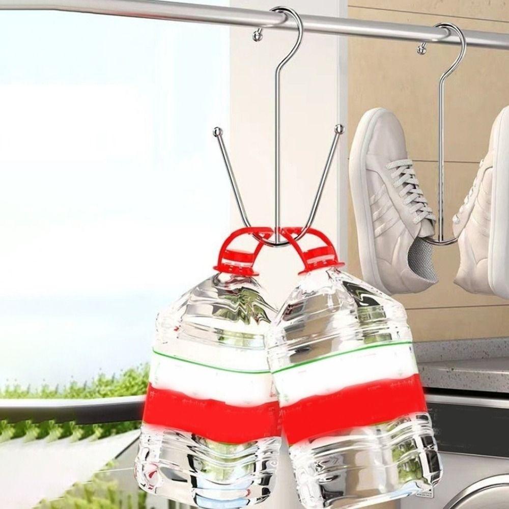 5PCS Stainless Steel Double Hook Shoe Rack Space Saving Sports Shoes Hooks Outdoor Balcony