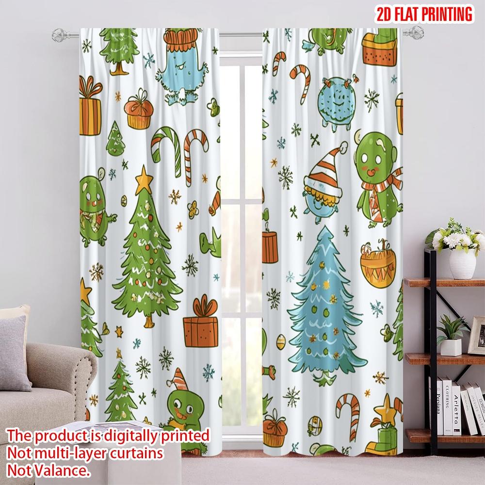 

2pcs,2D plane printing Curtains Roller Blinds Christmas Trees Festive Birds (2) Versatile Durable Polyester (without rod) 52.50 × 116.00 cm 2 pcs
