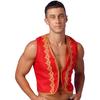 Mens Steampunk Victorian Vest Gold Trims Embroidery Open Front Design Medieval Gothic Waistcoat Arabian Costume