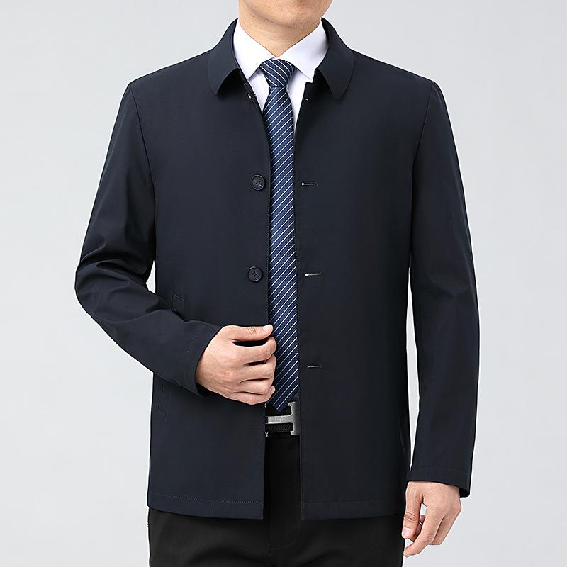 

Мужская весенняя куртка 2024 с отложным воротником, дышащая, для госслужащих - однобортная и износостойкая. 180 темно-синий